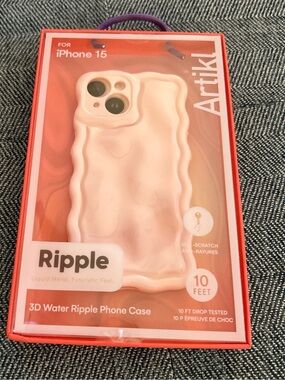 Artikl 3D Water Ripple Case Pink Anti-Scratch for iPhone 15- 10 FT Drop Tested